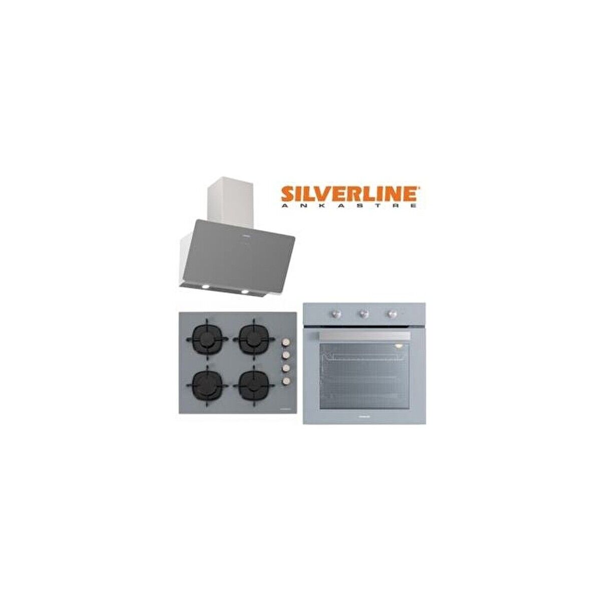 Silverline Ankastre Set (CS5335S01-BO6503S01-3457 Soho) Gri Renkli Cam Ocaklı Yüksek Performanslı