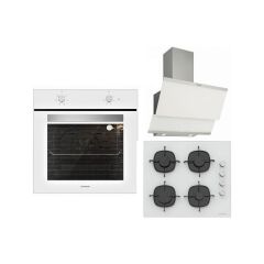 Silverline Beyaz Ankastre Set Classy Beyaz 60 cm Davlumbaz - CS5335W01 Beyaz Ankastre Ocak - B06501W01 Beyaz Ankastre Fırın