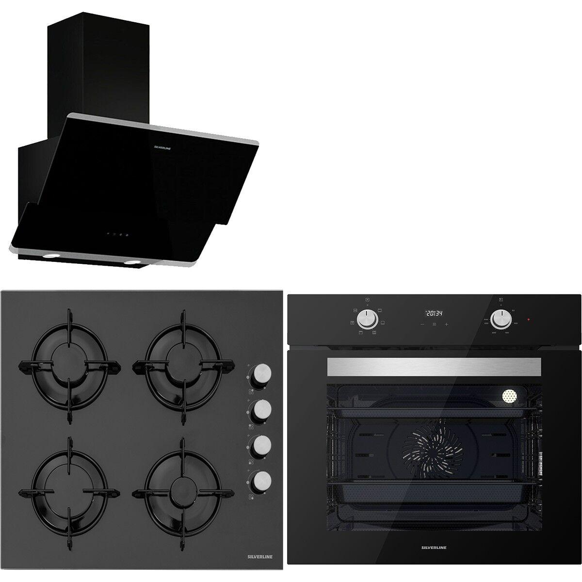 Silverline BO6502B02 - CS5349B01 - 3490 Oslo Siyah Ankastre Set