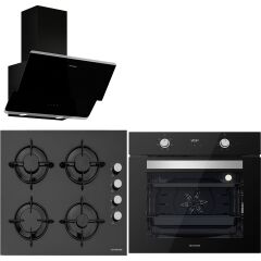 Silverline BO6502B02 - CS5349B01 - 3490 Oslo Siyah Ankastre Set