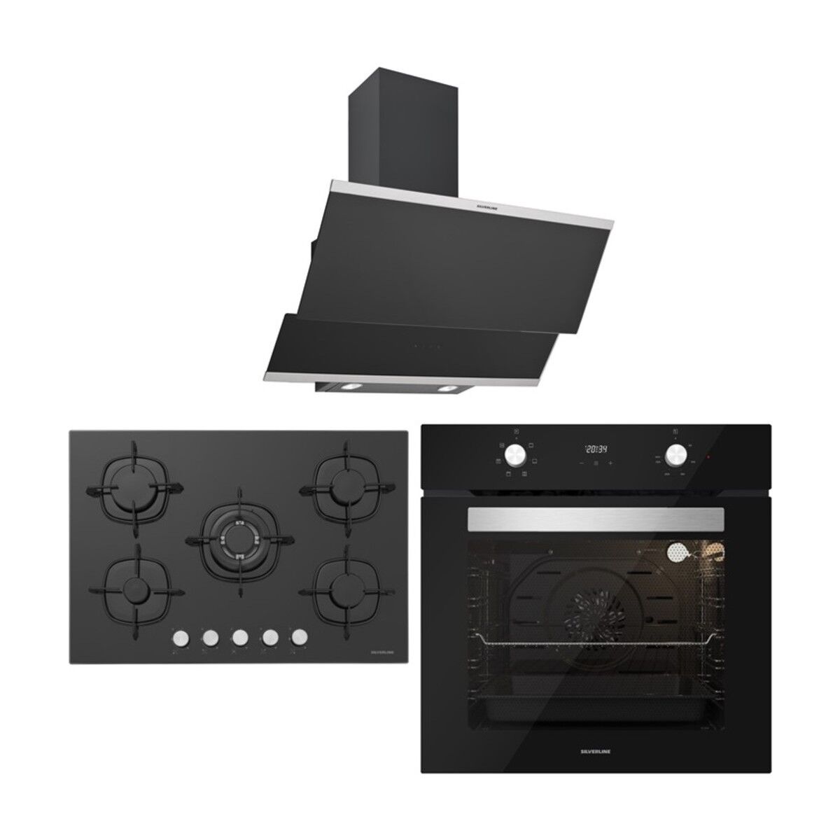 Silverline BO6502B02 - CS5365B01 - 3420 Classy 60 Siyah Cam Ankastre Set