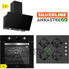 Silverline BO6502B02 - CS5349B01 - 3457 Soho 60 Siyah Cam Ankastre Set