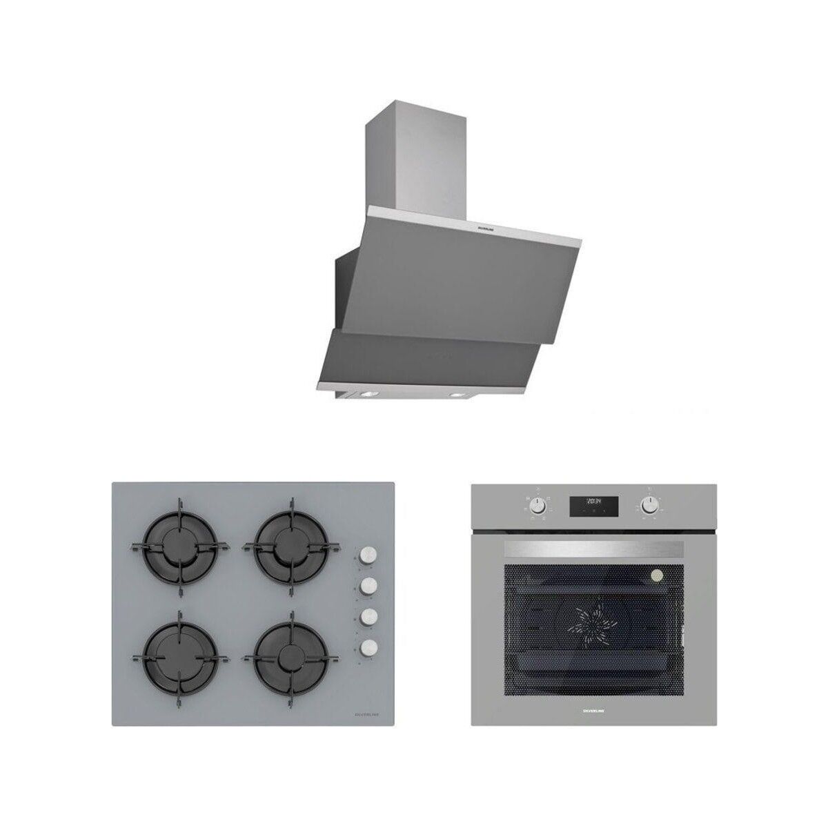 Silverline Gri Cam Ankastre Set 5 Yıl Garanti (3420 Classy 60 GRI+CS5349S01+BO6502S02)