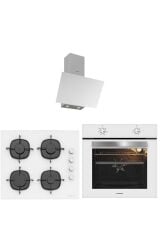 Silverline Beyaz Cam Ankaste Set (3481 Flam Davlumbaz - Cs5335w01 Ocak - Bo65e1w01 Fırın)