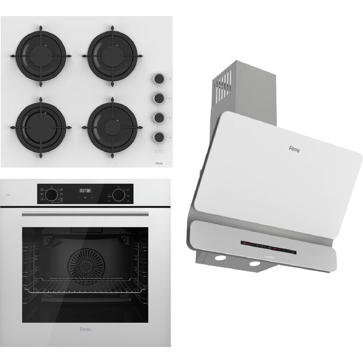 Ferre Flowart-Sılentart Serisi Beyaz Set (CS206-FA + QBL63CB +D081-SA) - Emaye Izgara