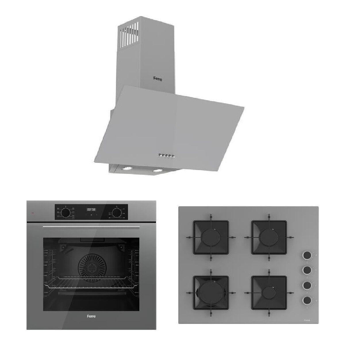 Ferre Flowart Serisi (QBL63CPR-SS208-D088) Ankastre Set