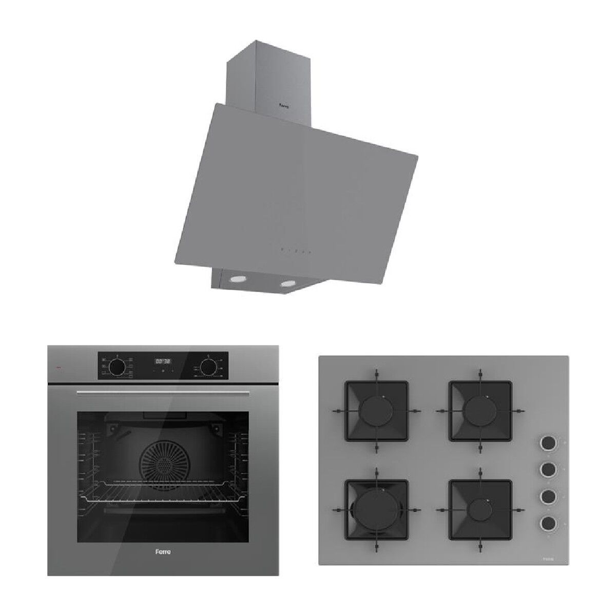 Ferre Flowart Serisi (QBL63CPR-SS208-D079) Ankastre Set