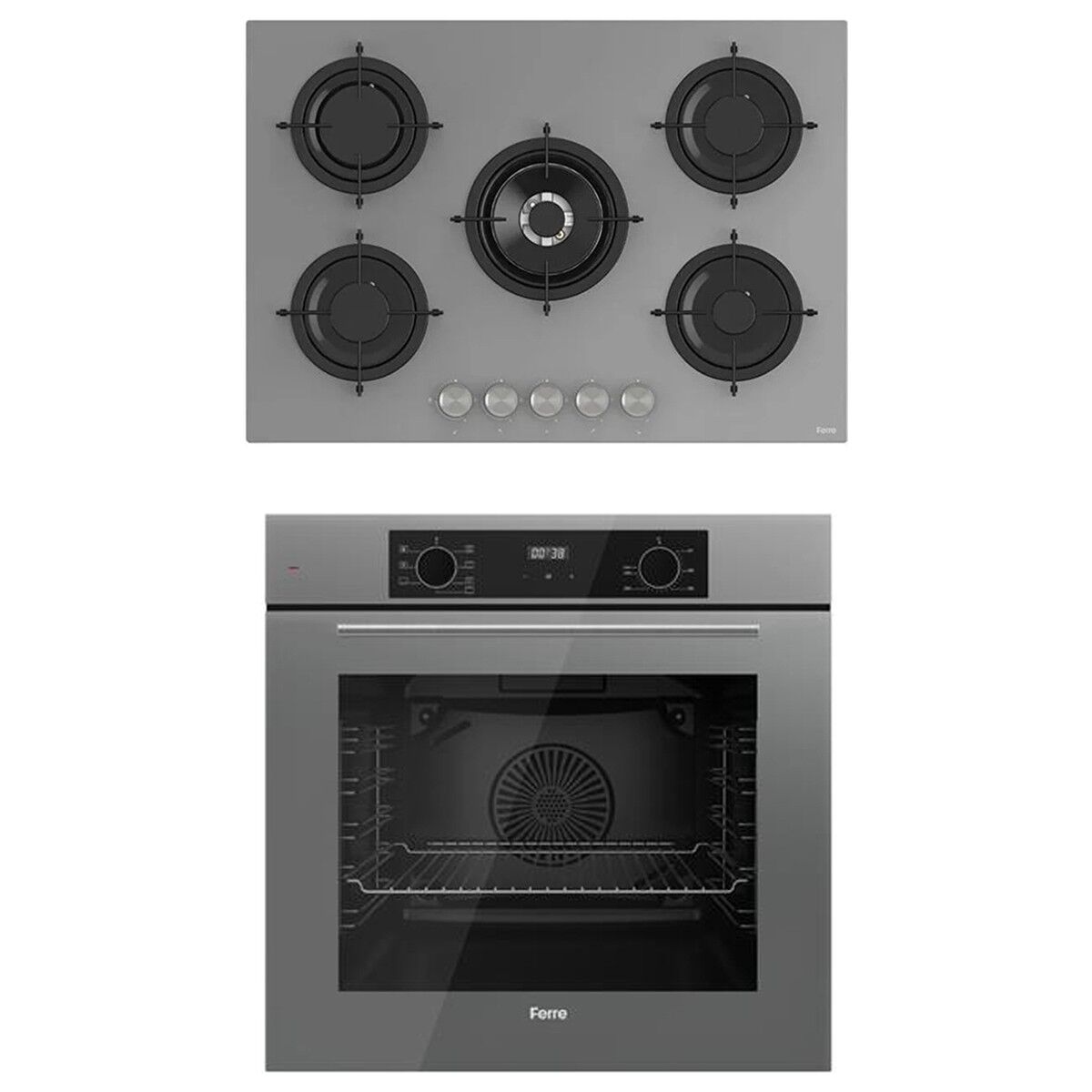 Ferre Icon Plus 75 Serisi 2li Cam Ankastre Set (QBL63CPR-RS038)