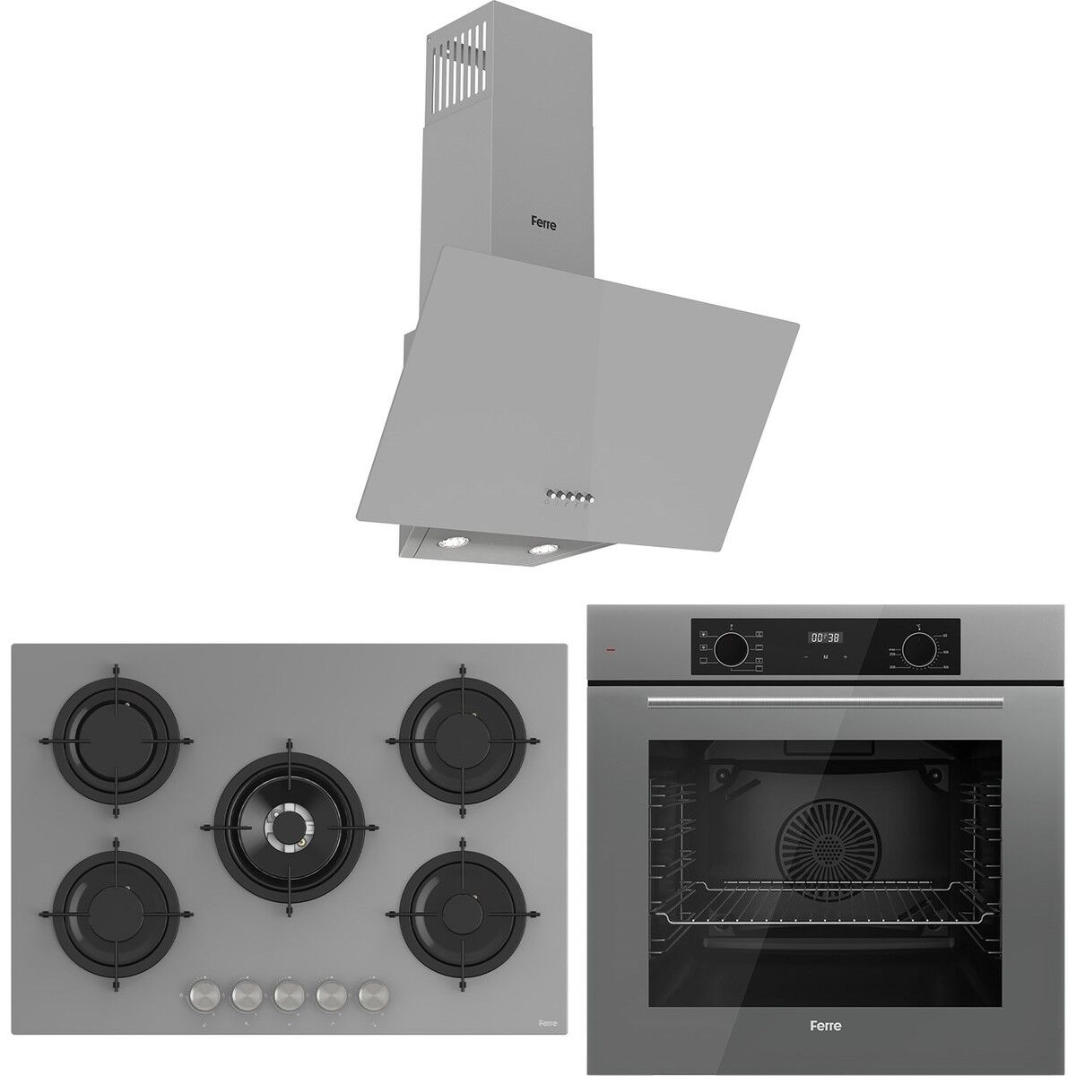 Ferre Flowart Evolis Essential Gri 3'lü Ankastre Set ( QBL63CPR-RS038-D088 )