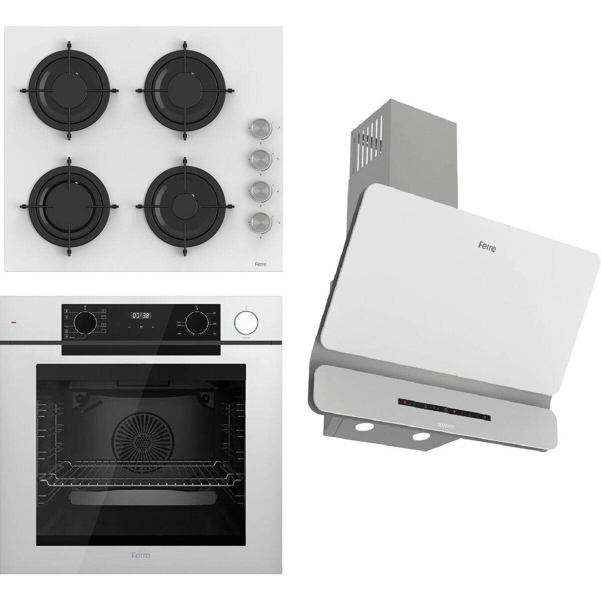 Ferre Steamart-Fryart-Sılentart Serisi Beyaz Set (CS206 + QEP64CB +D081-SA) - Emaye Izgara