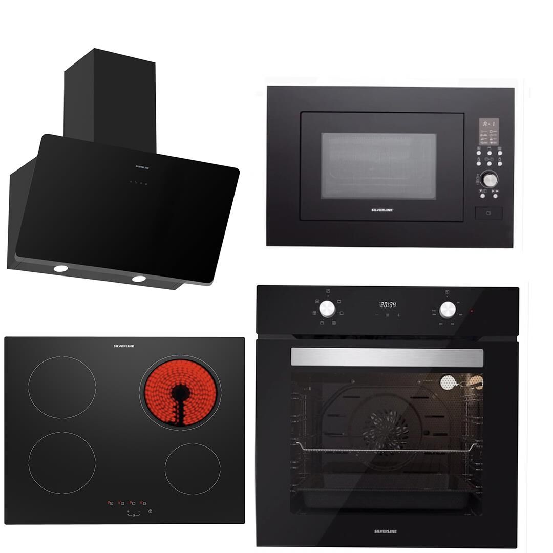 Silverline BO6502B02 - VC5446B01 - 3457 Soho - MW9018B01 Siyah Ankastre Set