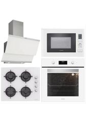 Silverline BO6502W02 - CS5349W01 - 3420 Classy 60 - MW9018W01 Beyaz Cam Ankastre Set