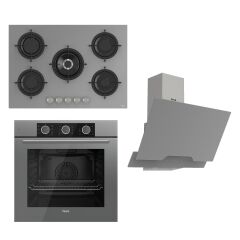 Ferre Flowart Basic Serisi Gri Ankastre Set (rs038+ Xe62cpr + D065 )