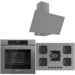 Ferre Icon Plus 75 Serisi 3lü Cam Ankastre Set (QBL63CPR-SS038-D079)