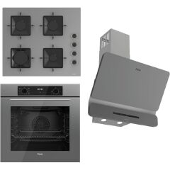 Ferre Flowart-Sılentart Serisi Gri Set (SS208 + QBL63CPR +D082-SA) - Emaye Izgara