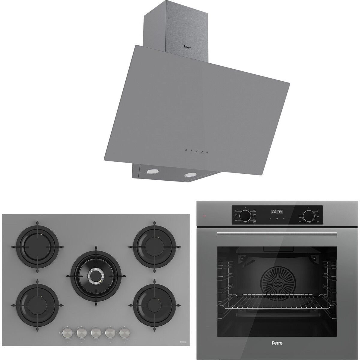 Ferre Flowart Evolis Plus Gri 3'lü Ankastre Set ( QBL63CPR-RS038-D079 )