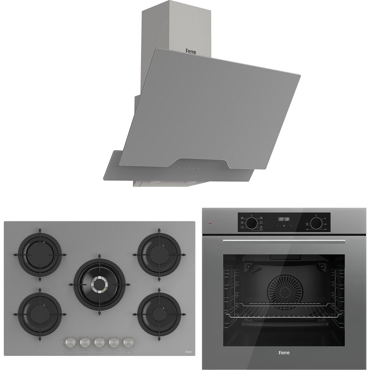 Ferre Flowart Evolis Pro Gri 3'lü Ankastre Set ( QBL63CPR-RS038-D065 )