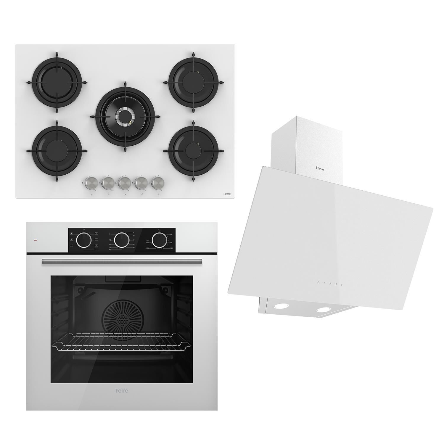 Ferre Flowart Basic Serisi Beyaz Ankastre Set (rs036 + Xe62cb + D078 )