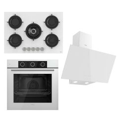 Ferre Flowart Basic Serisi Beyaz Ankastre Set (rs036 + Xe62cb + D078 )