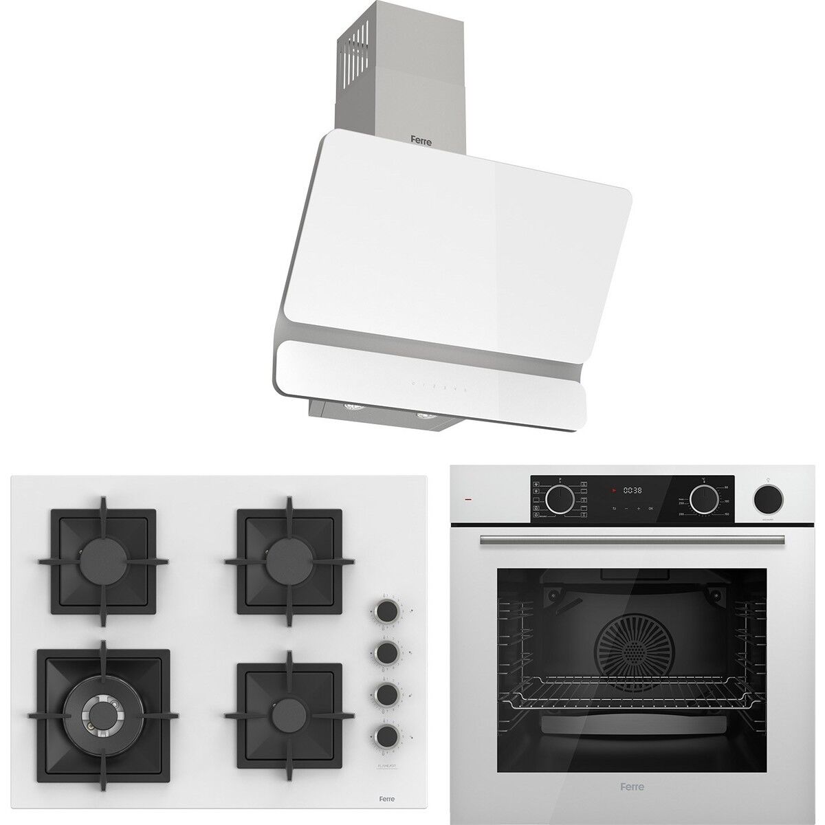 Ferre Fryart Sc Serisi Wok'lu Beyaz 3'lü Ankastre Set (XE64CB-SC406-D081)