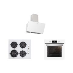 Silverline BO6504W01 - CS5429W01 - 3457 Soho 60 cm Beyaz Cam Ankastre Set