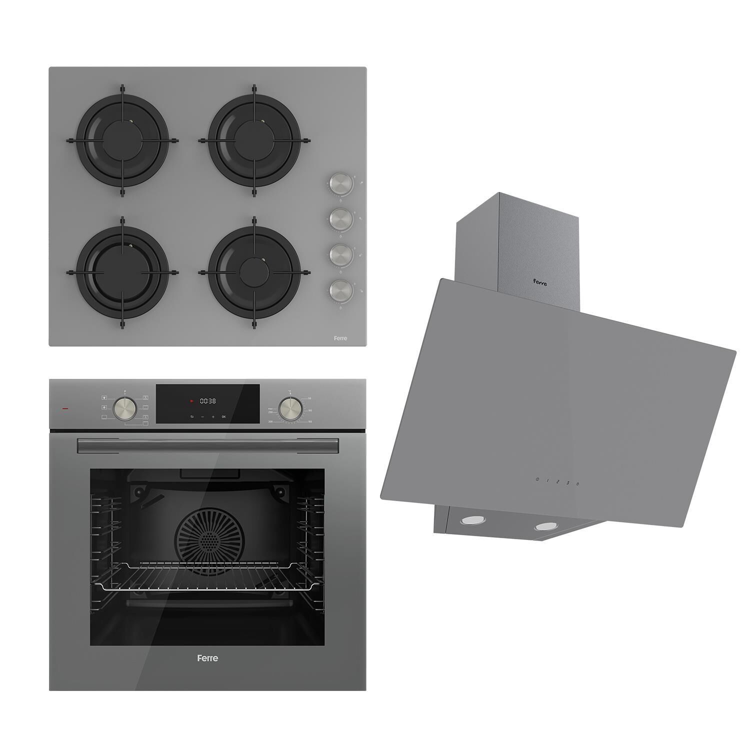 Ferre Flowart Serisi Gri Set (cs208 + Qms63cpr +d079 )