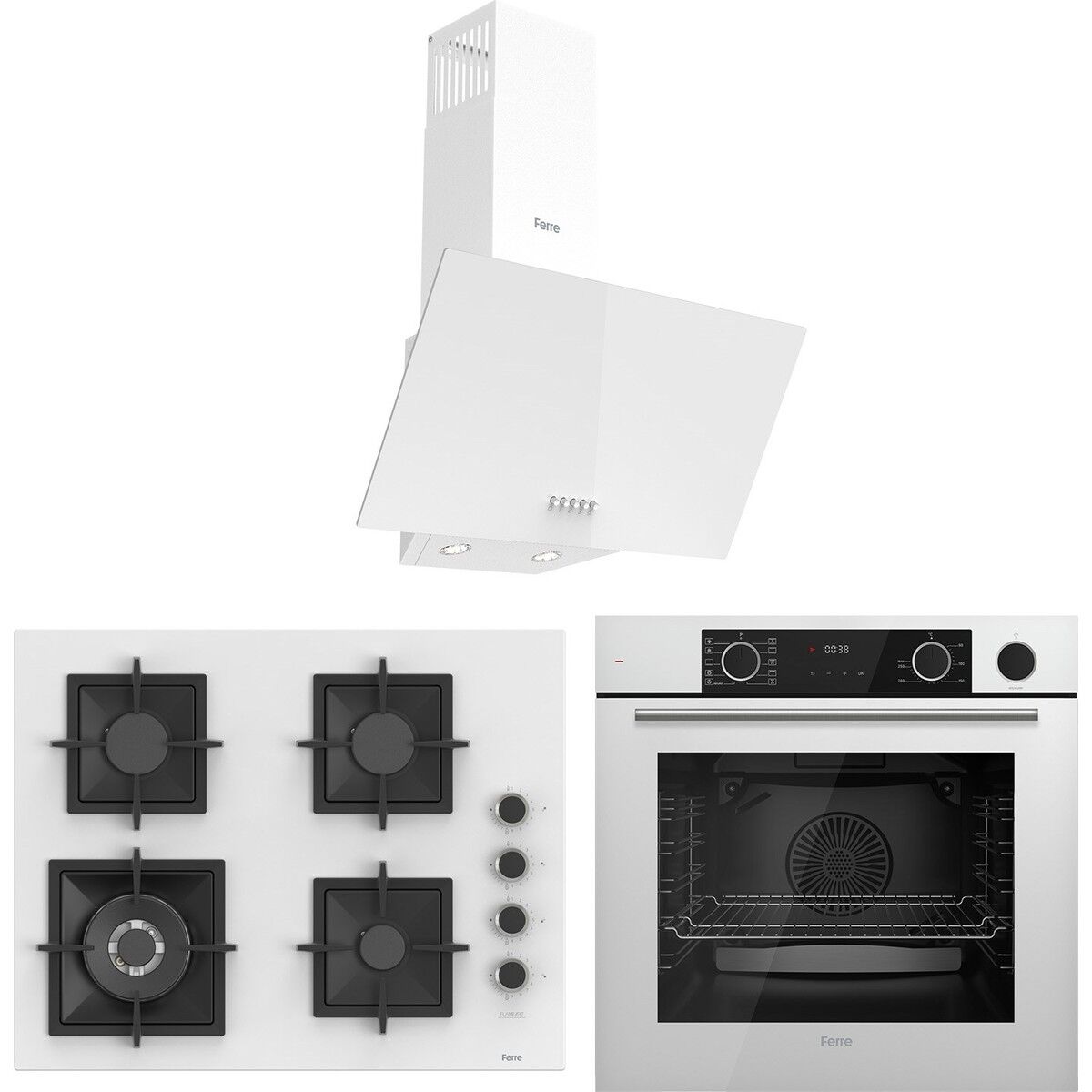 Ferre Fryart Sc Serisi Wok'lu Beyaz 3'lü Ankastre Set ( XE64CB-SC406-D087 )