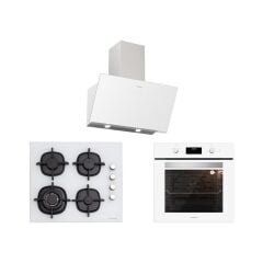 Silverline BO6502W02 - CS5429W01 - 3457 Soho 60 cm Beyaz Cam Ankastre Set