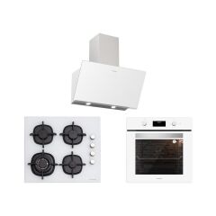 Silverline BO6502W02 - CS5429W01 - 3457 Soho 60 cm Beyaz Cam Ankastre Set