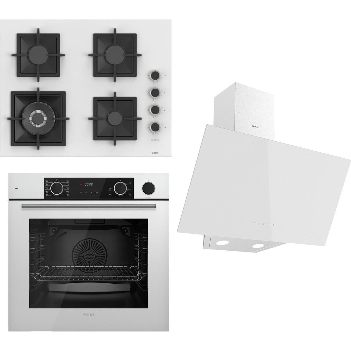 Ferre Flameart Sc Serisi Beyaz Set (SC406-WFA + XE64CB +D078 ) - 65 Cm'lik Kare Döküm Izgara-Wok