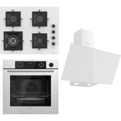 Ferre Flameart Sc Serisi Beyaz Set (SC406-WFA + XE64CB +D078 ) - 65 Cm'lik Kare Döküm Izgara-Wok