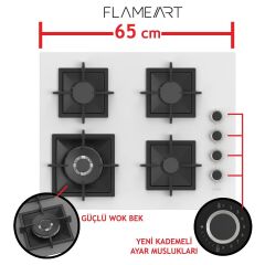 Ferre Flameart Sc Serisi Beyaz Set (SC406-WFA + XE64CB +D078 ) - 65 Cm'lik Kare Döküm Izgara-Wok