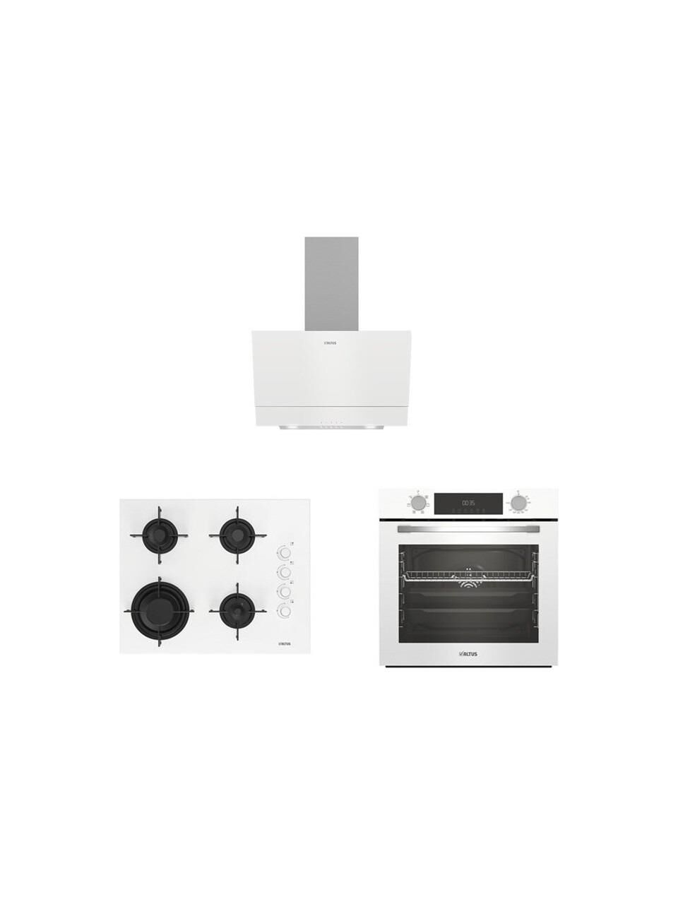 Altus Ala 322 W Fırın 189 Dw Ocak 510 W Davlumbaz Beyaz Ankastre Set