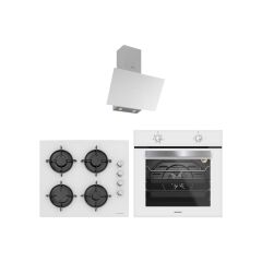 Silverline 3481 Flam - CS5349W01 - BO65E1W01 Beyaz Cam Ankastre Set