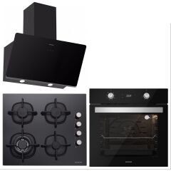 Silverline BO6504B01 - CS5429B01 - 3457 Soho 60 Siyah Cam Ankastre Set