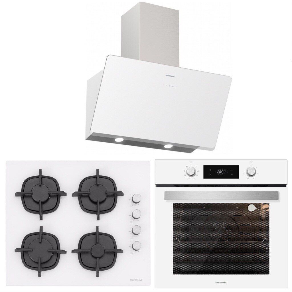 Silverline BO6504W01 - CS5343W01 - 3457 Soho 60 Beyaz Cam Ankastre Set