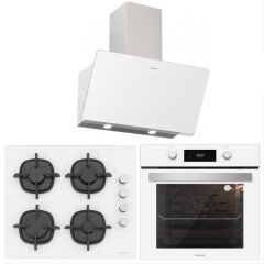 Silverline BO6504W01 - CS5343W01 - 3457 Soho 60 Beyaz Cam Ankastre Set