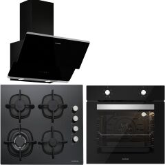 Silverline BO6501B01 - CS5429B01 - 3490 Oslo Siyah Cam Ankastre Set