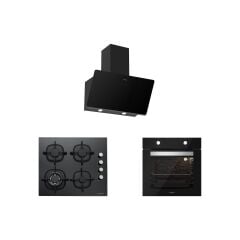 Silverline BO6501B01 - CS5429B01 - 3457 Soho 60 Siyah Cam Ankastre Set