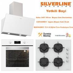 Silverline Beyaz Cam Ankastre Set BO6504W01 - CS5349W01 - 3457