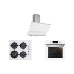 Silverline BO6504W01 - CS5429W01 - 3420 Classy 60 Beyaz Cam Ankastre Set