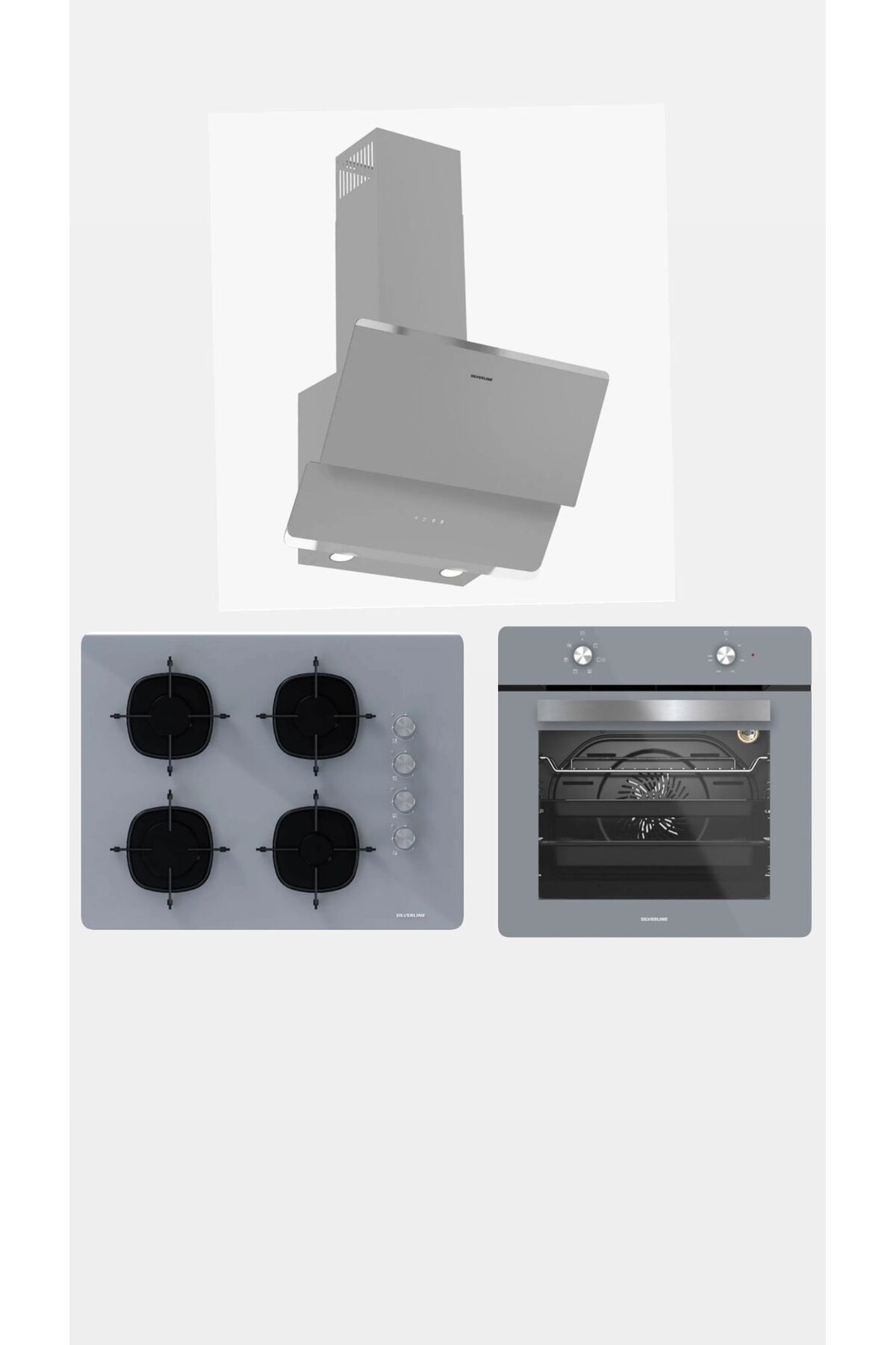 Silverline Gri Cam Ankastre Set ( 3490 Oslo Gri - CS5665S01 - BO6501S01 )