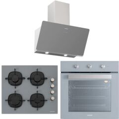 Silverline BO6503S01 - CS5335S01 - 3457 Soho 60 Gri Cam Ankastre Set