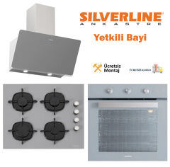 Silverline BO6503S01 - CS5335S01 - 3457 Soho 60 Gri Cam Ankastre Set