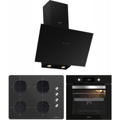 Silverline  Siyah Cam Ankastre Set (3481 Flam 60+CS5665B01 65 cm Ocak +BO65E4B01)