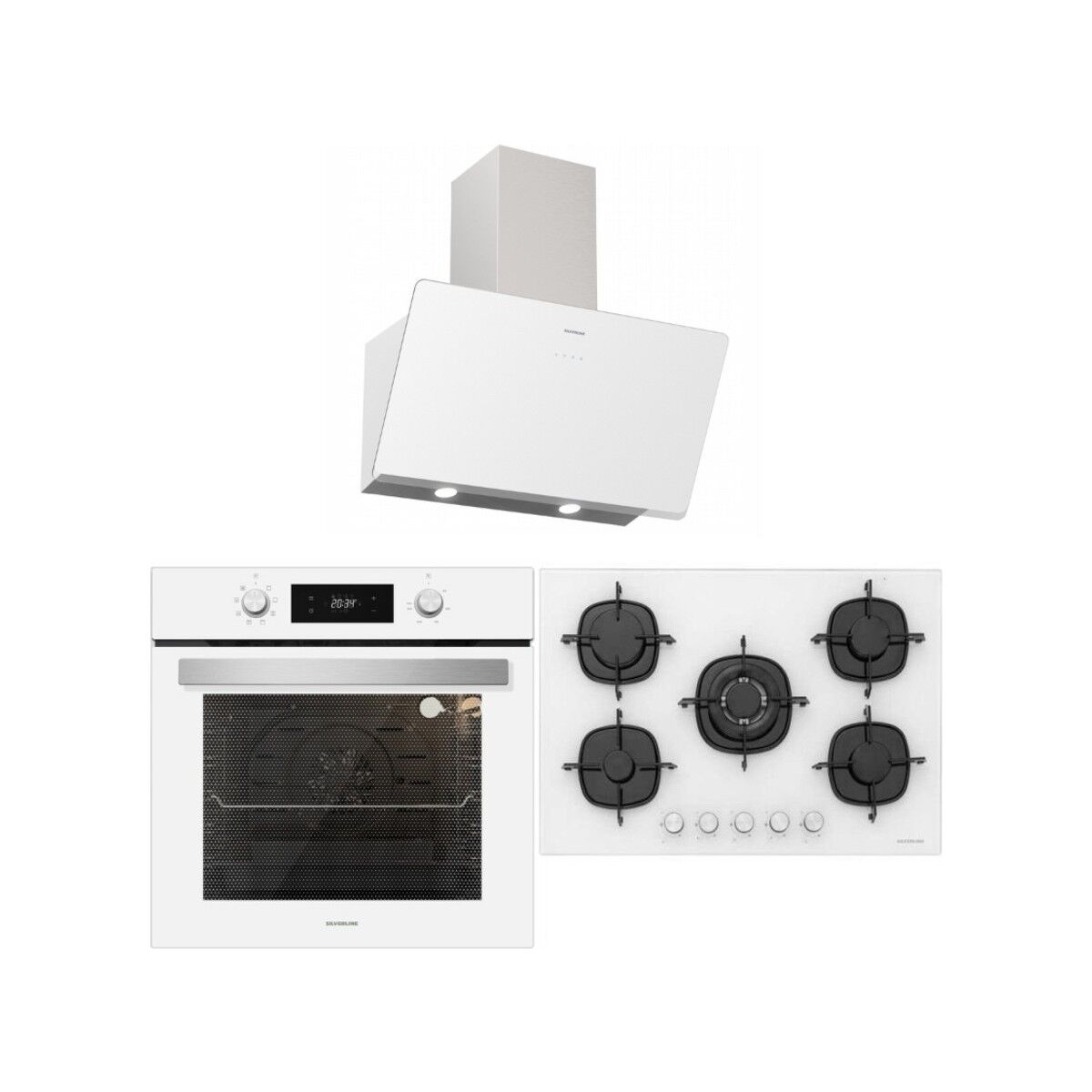 Silverline BO6504W01 - CS5364W01 - 3457 Soho 60 Beyaz Cam Ankastre Set