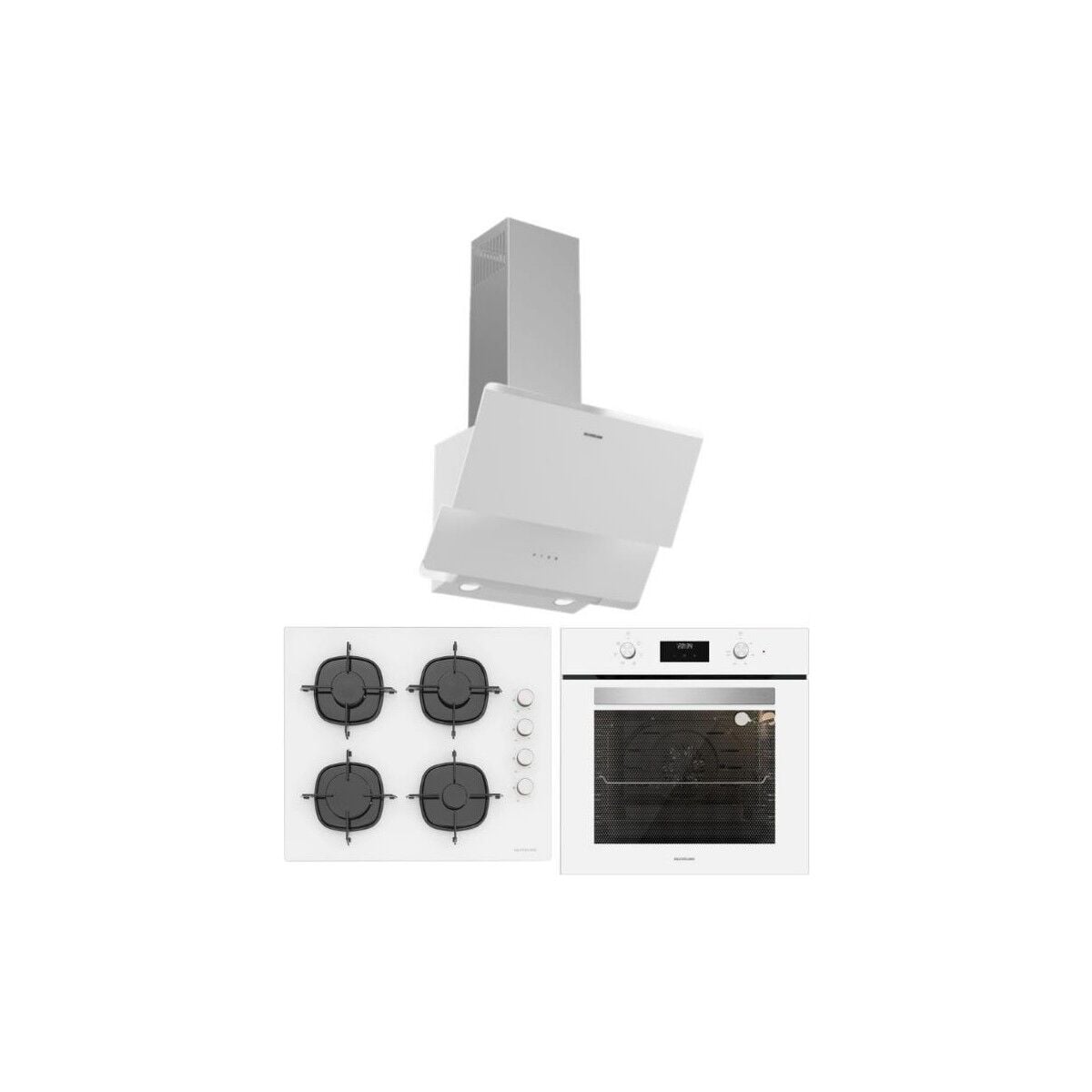 Silverline Beyaz Ankastre Set (CS5700E6W01 OCAK/S2-BO6502W02 FIRIN/3490 Oslo Davlumbaz)