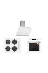 Silverline Beyaz Cam Ankastre Set (3420 Classy 60+CS5343W01+BO6504W01)