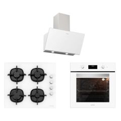 Silverline BO6502W02 - CS5343W01 - 3457 Soho 60 Beyaz Cam Ankastre Set