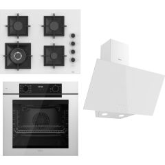 Ferre Fryart Serisi Beyaz Set (SC406-WFA + QEP63CB +D078) - Döküm Izgara / 65 cm Ocak